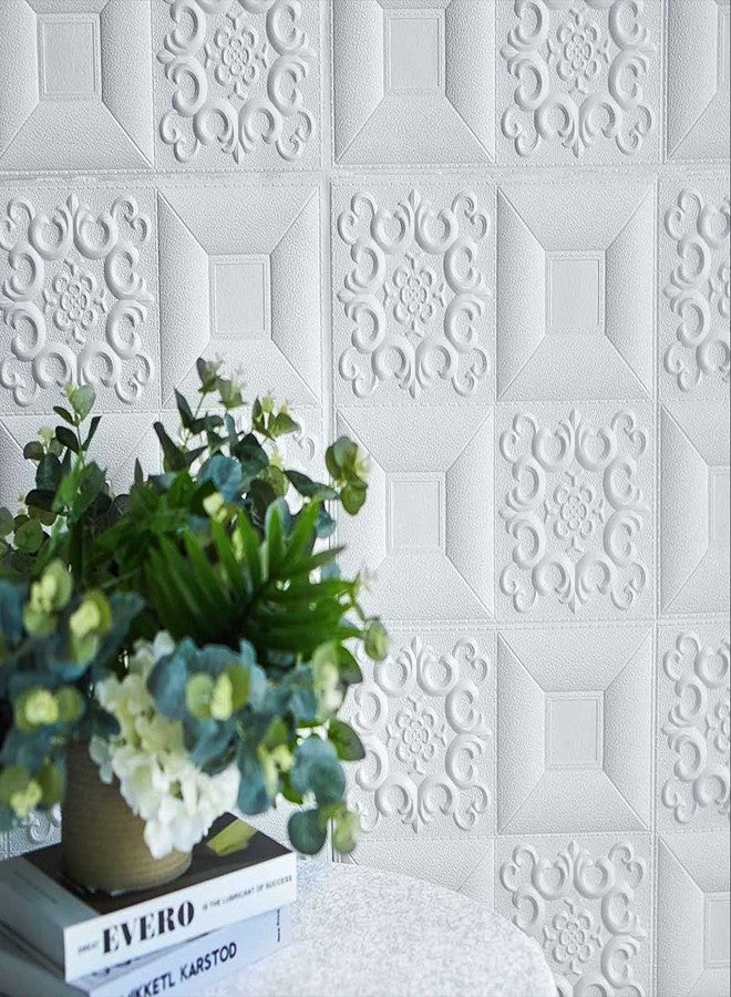 Wembley Self Adhesive Wallpaper for Wall Bedroom Wall Sticker Room Decoration Wall Tiles for Living Room 3D Foam Panels - 8MM 4 Pcs. - White - Image 2
